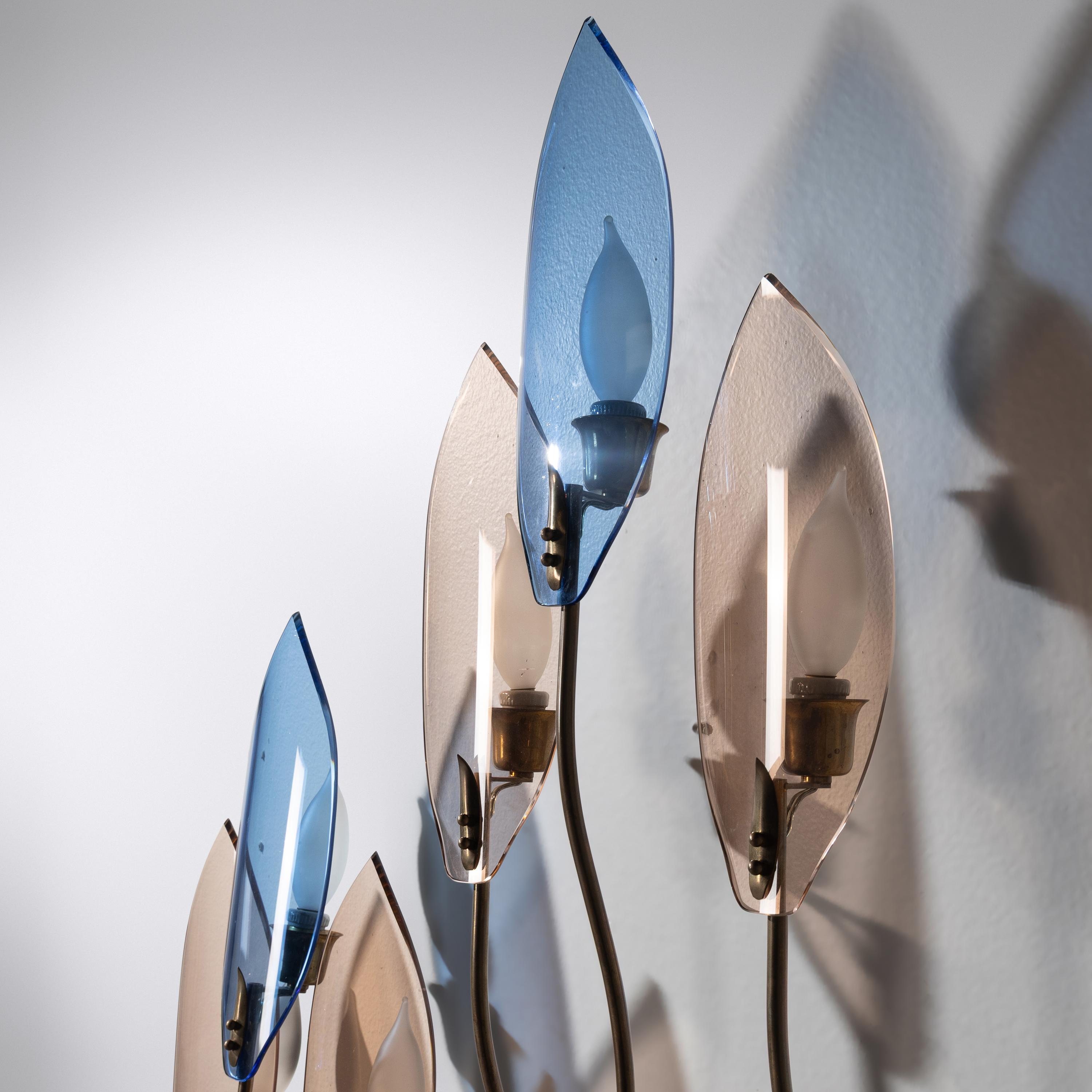 In the Style of Fontana Arte c. 1960 — Pair of Three-Arm Sconces