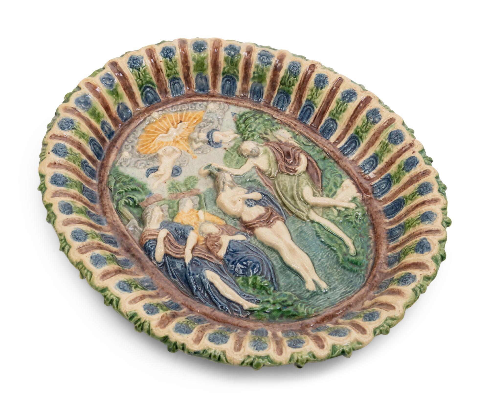 A French Glazed Earthenware Bowl in the Manner of Bernard Palissy (French, 1510-1589)