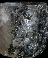 An Unusual Chinese Carved Rutile Quartz 'Pine and Cranes' Brushpot, Bitong 髮晶雕松鶴筆筒