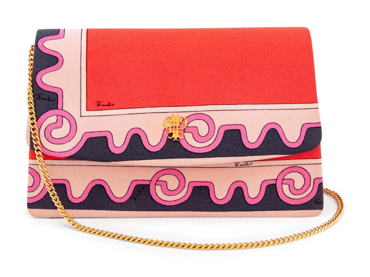 Five Emilio Pucci Items: One Dress with Belt, One Jumpsuit, One Handkerchief, and One Bag, 1960s