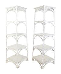 A Pair of White Painted Wicker Etageres — EARLY 20TH CENTURY
