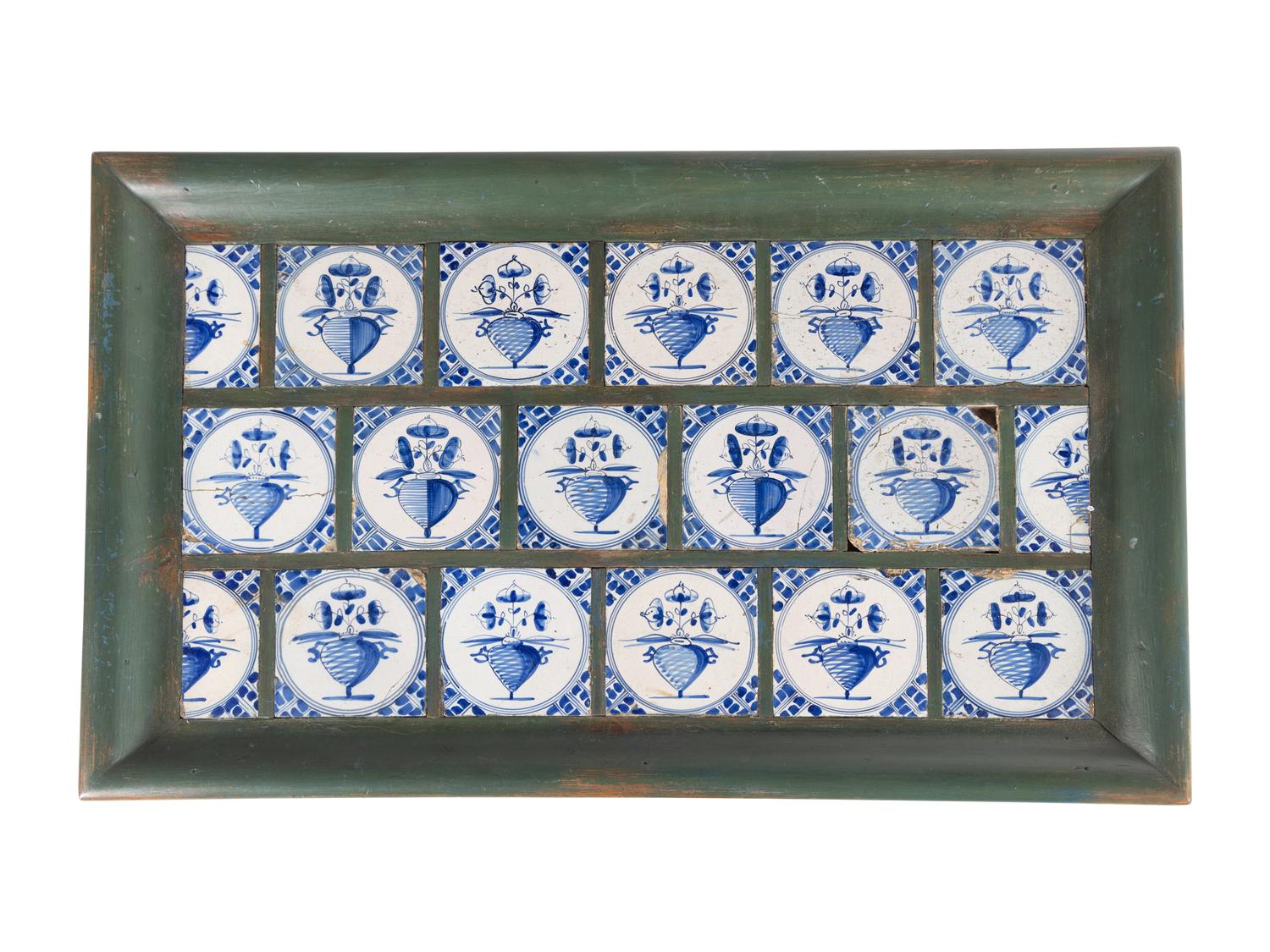 A Queen Anne Style Painted Tile Top Tea Table