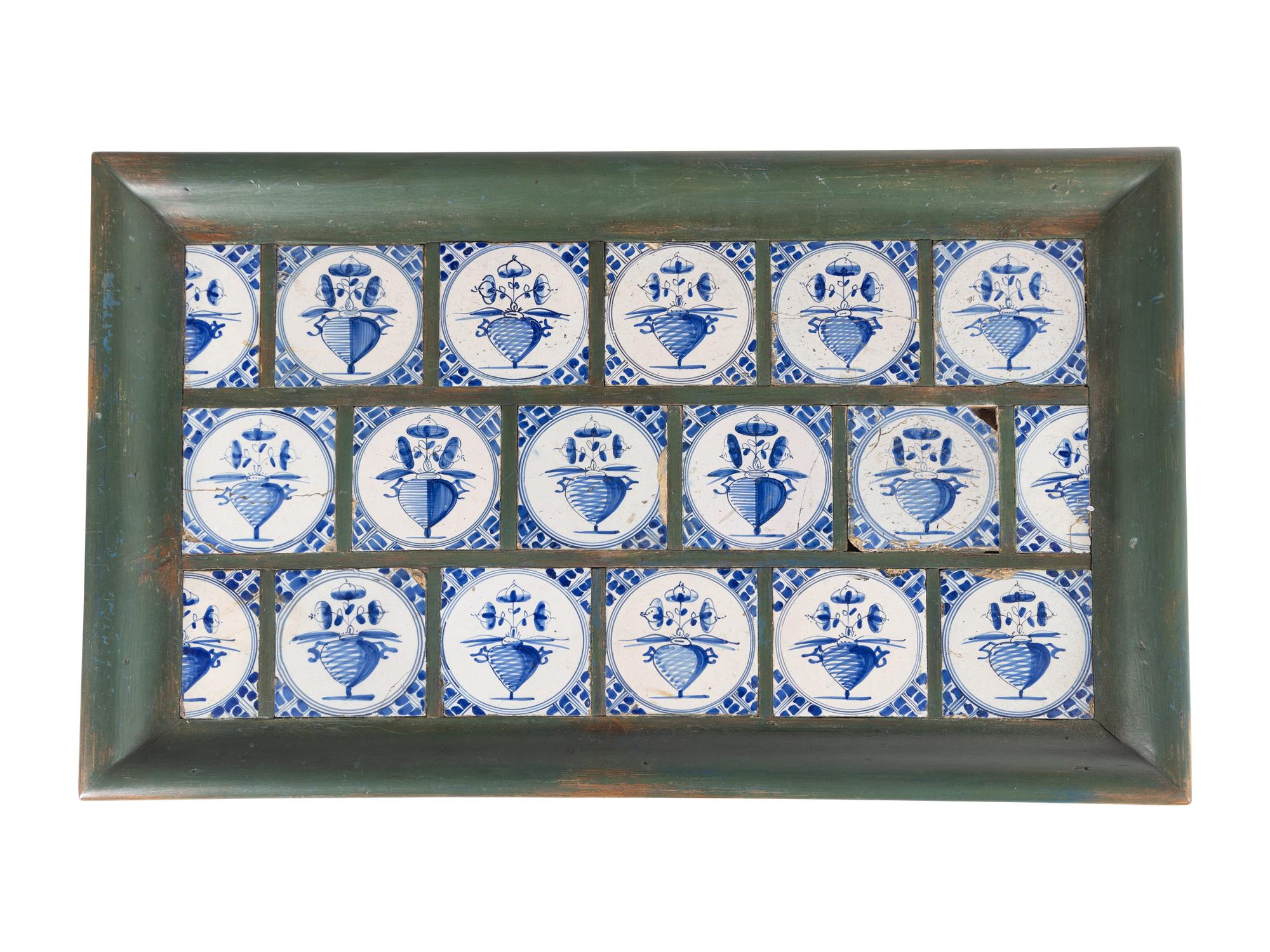 A Queen Anne Style Painted Tile Top Tea Table