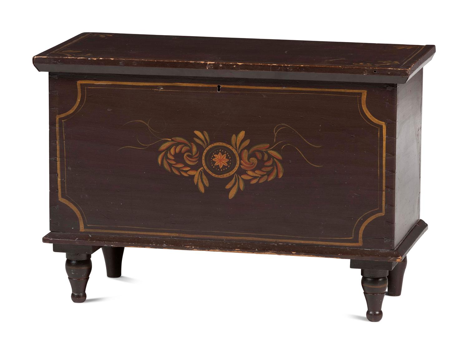 A Classical Gilt and Paint Decorated Poplar Blanket Chest