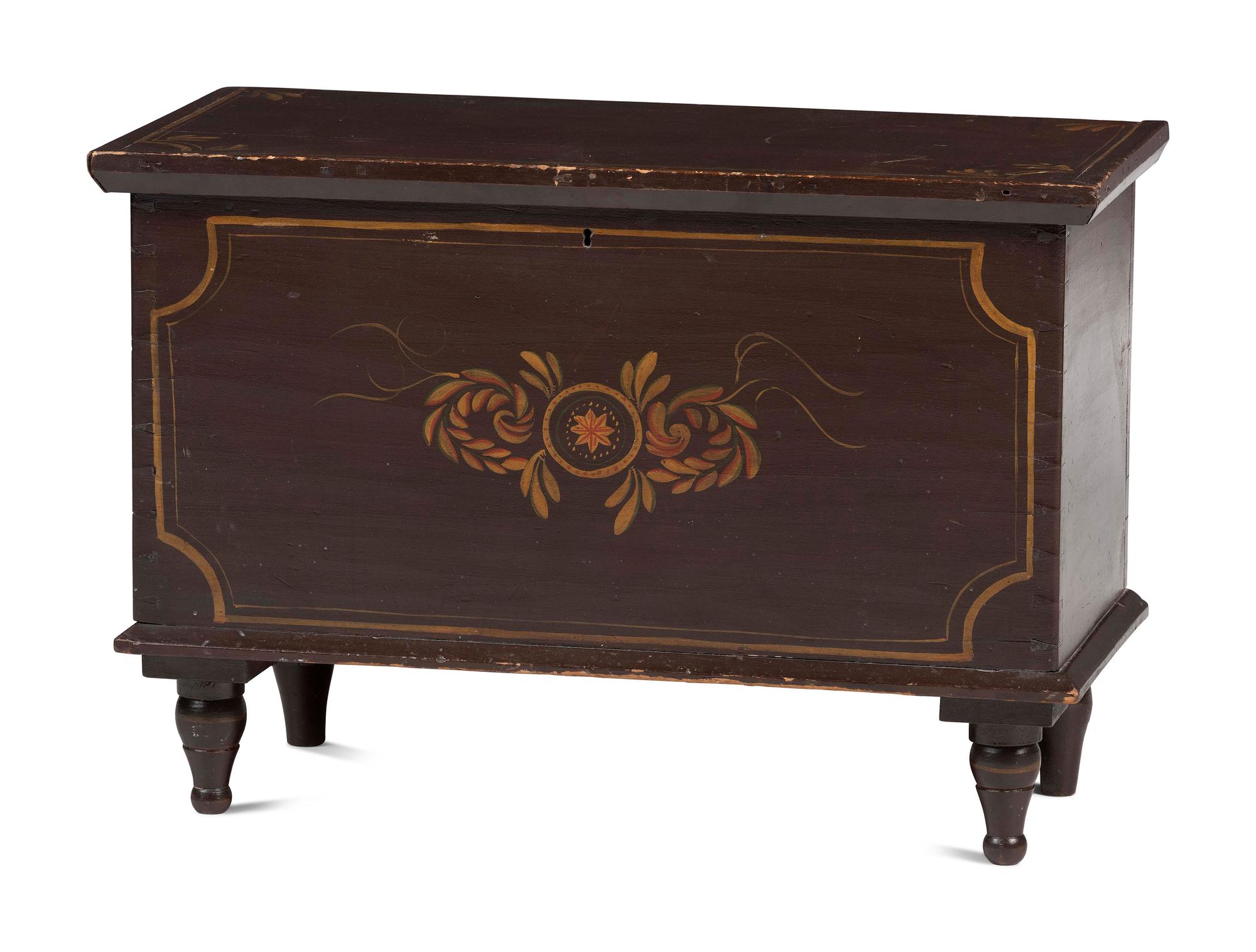 A Classical Gilt and Paint Decorated Poplar Blanket Chest