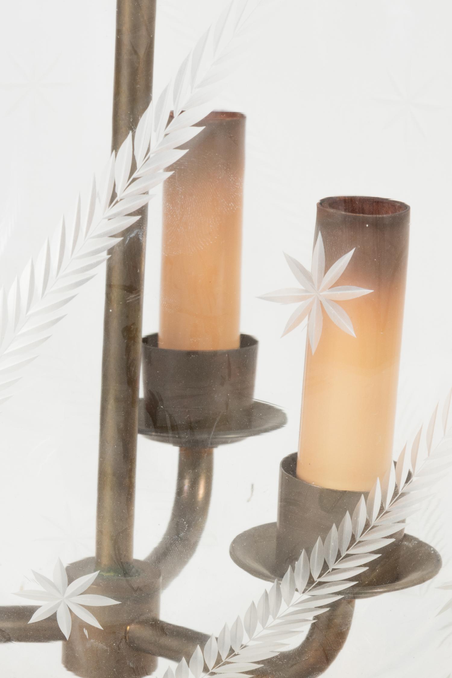 An Empire Style Etched Glass Hall Lantern