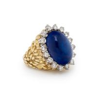 LAPIS LAZULI, DIAMOND, AND YELLOW GOLD RING