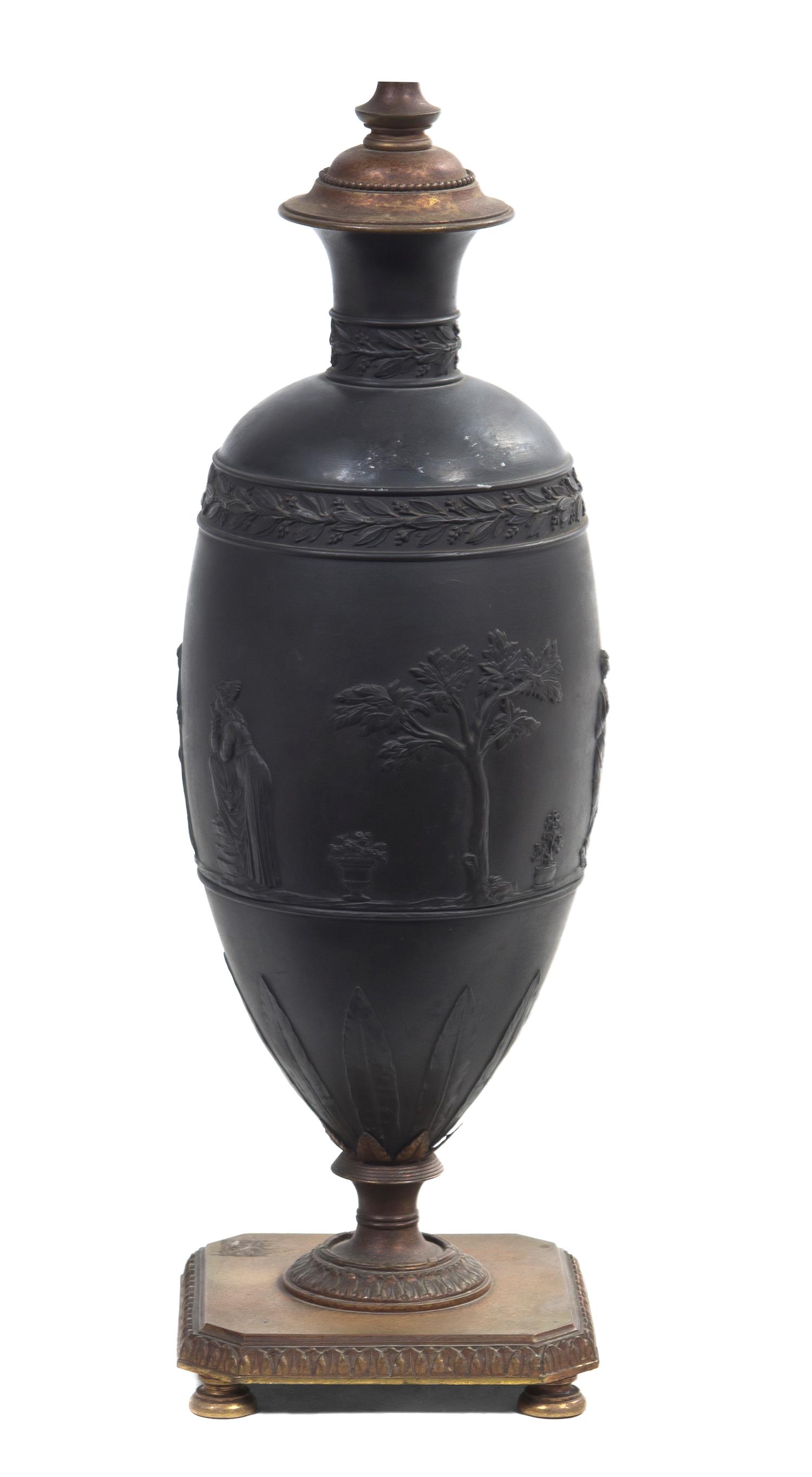 A Wedgwood Basalt Vase, Height overall 21 3/4 inches.