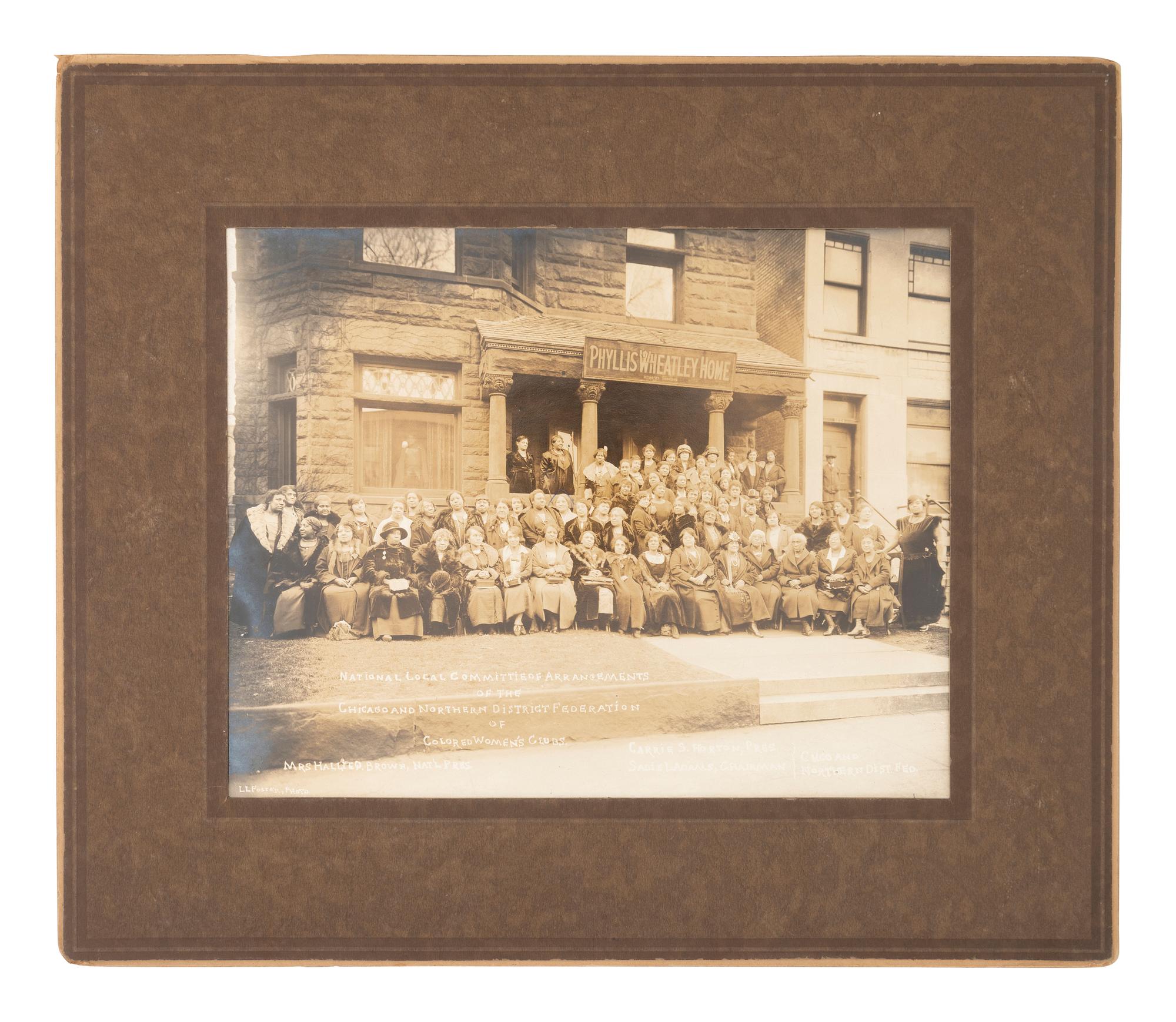 [EARLY PHOTOGRAPHY]. Portrait of African American women's org. outside of the Phyllis Wheatley Home.