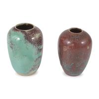 Two Jugtown Pottery Chinese Blue Vases