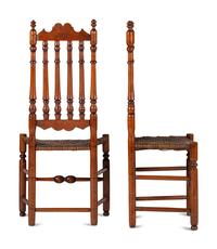 A Pair of William and Mary Bannister-Back Cane-Seat Side Chairs