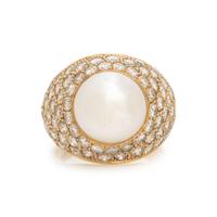CULTURED PEARL AND DIAMOND RING