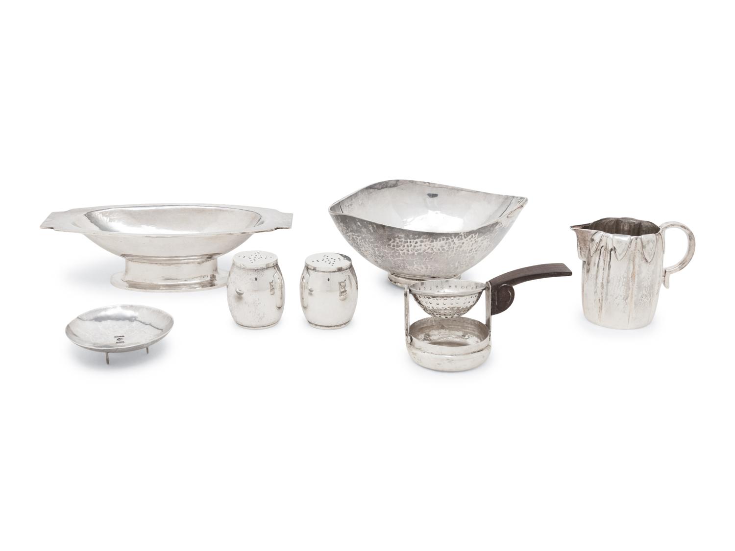 A Group of Arts and Crafts Silver Table Articles