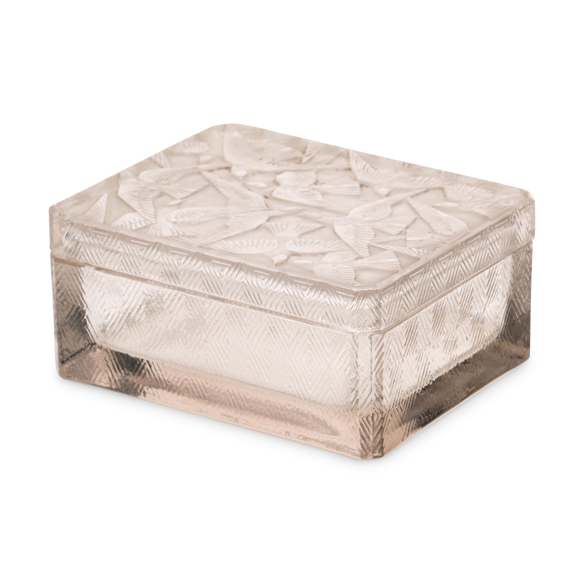 A René Lalique Glass Hirondelles Table Casket