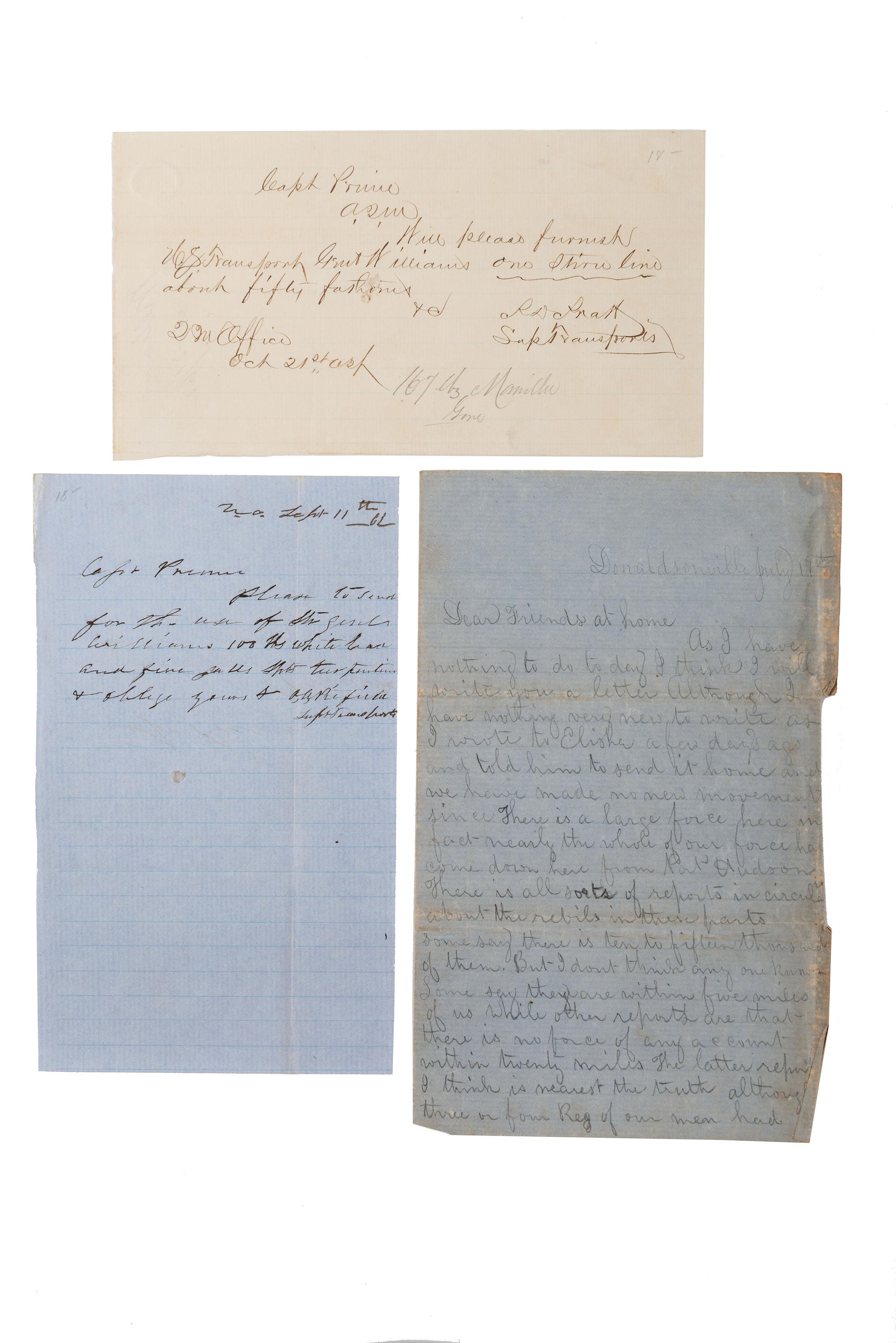 [CIVIL WAR]. A group of 5 items regarding Civil War naval operations, incl. photographs of Fort Morgan and the USS Pensacola, and correspondence.