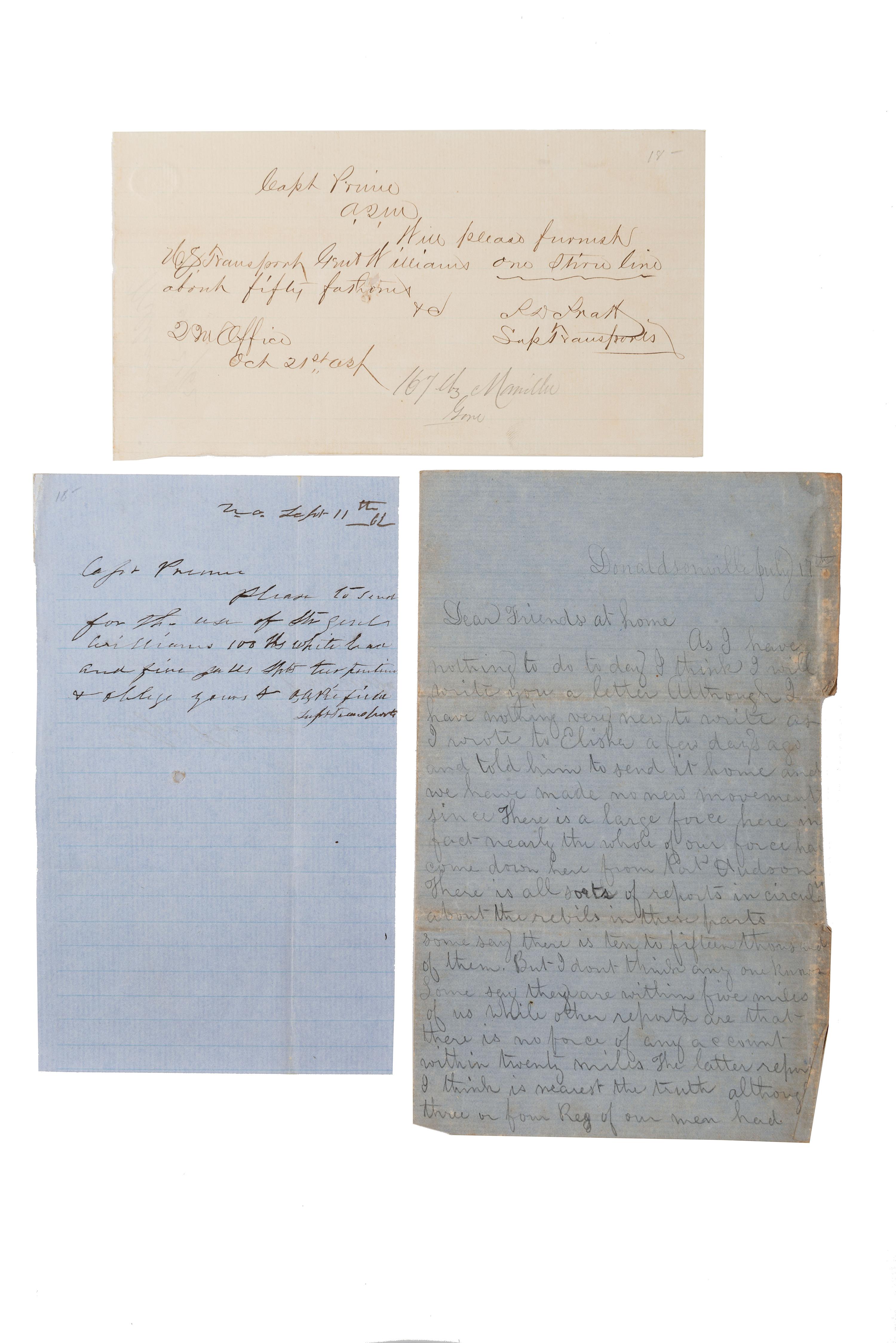 [CIVIL WAR]. A group of 5 items regarding Civil War naval operations, incl. photographs of Fort Morgan and the USS Pensacola, and correspondence.