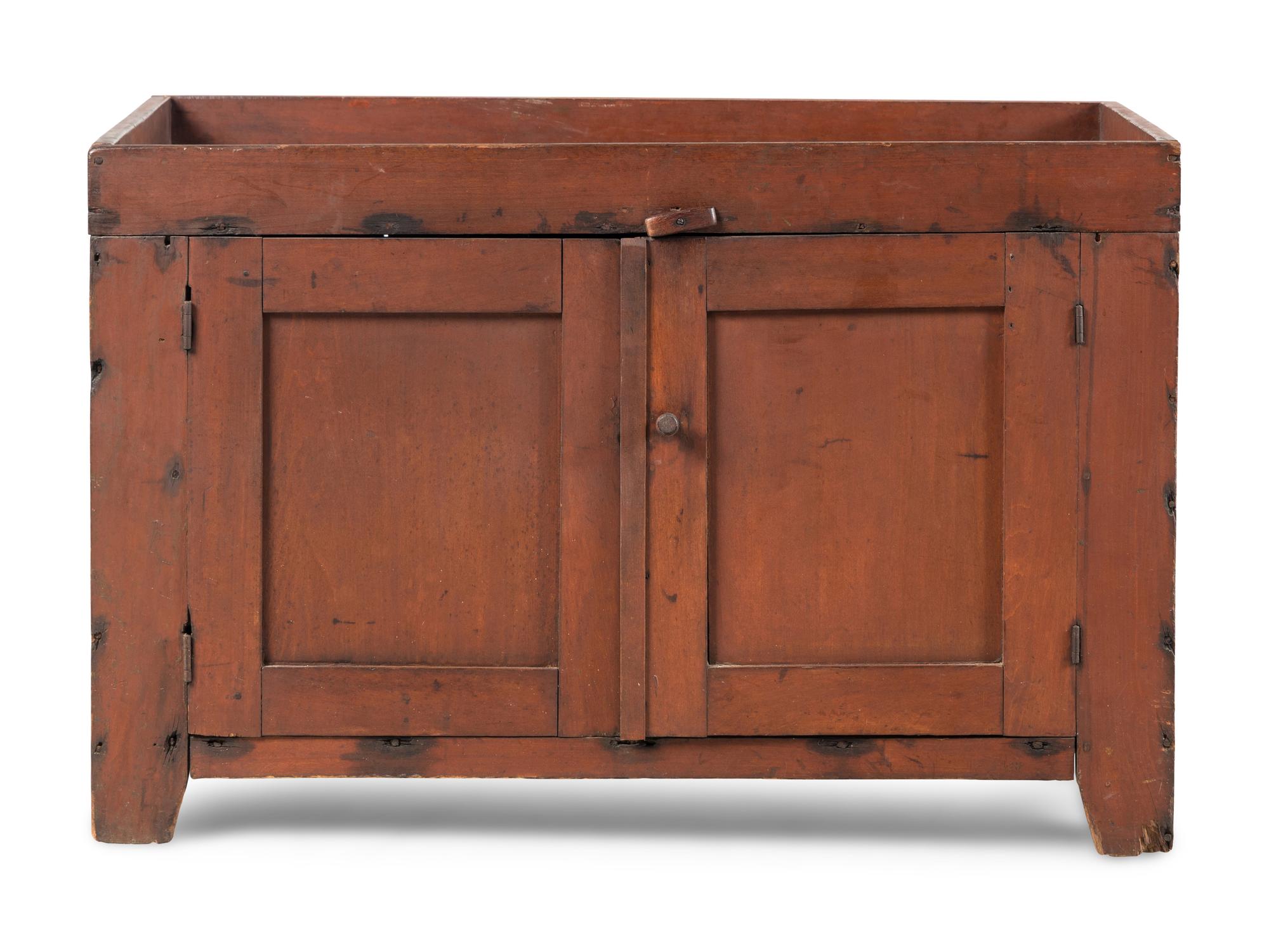 A Red-Painted Dry Sink