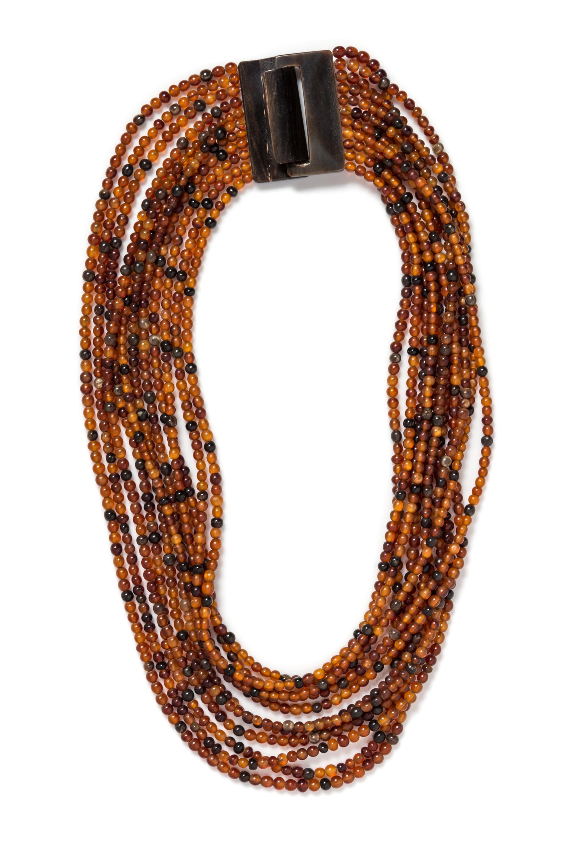 Group of Three Gerda Lynggaard for Monies Multistrand Amber Beaded Necklaces,