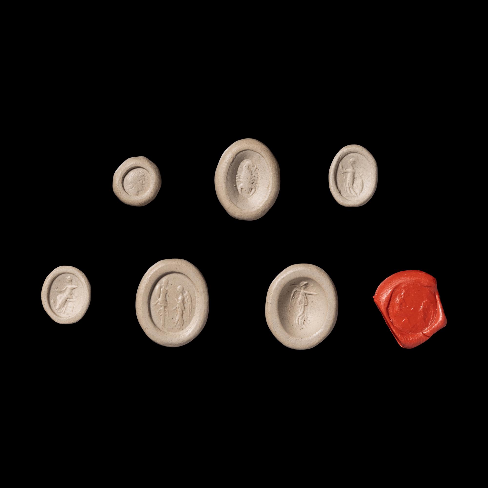 Seven Roman Carnelian and Sardonyx Intaglios