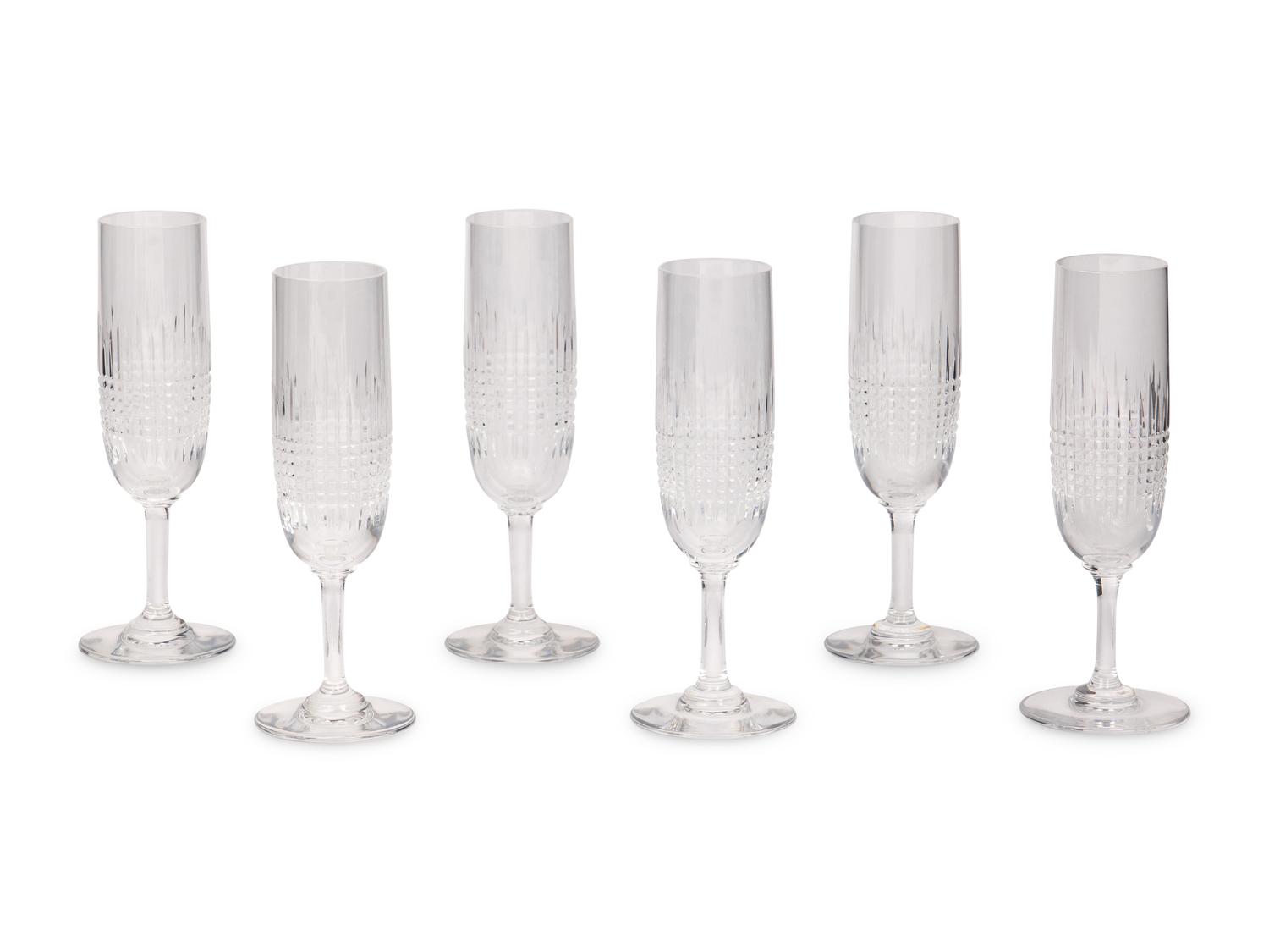 A Set of Six Baccarat Nancy Champagne Flutes