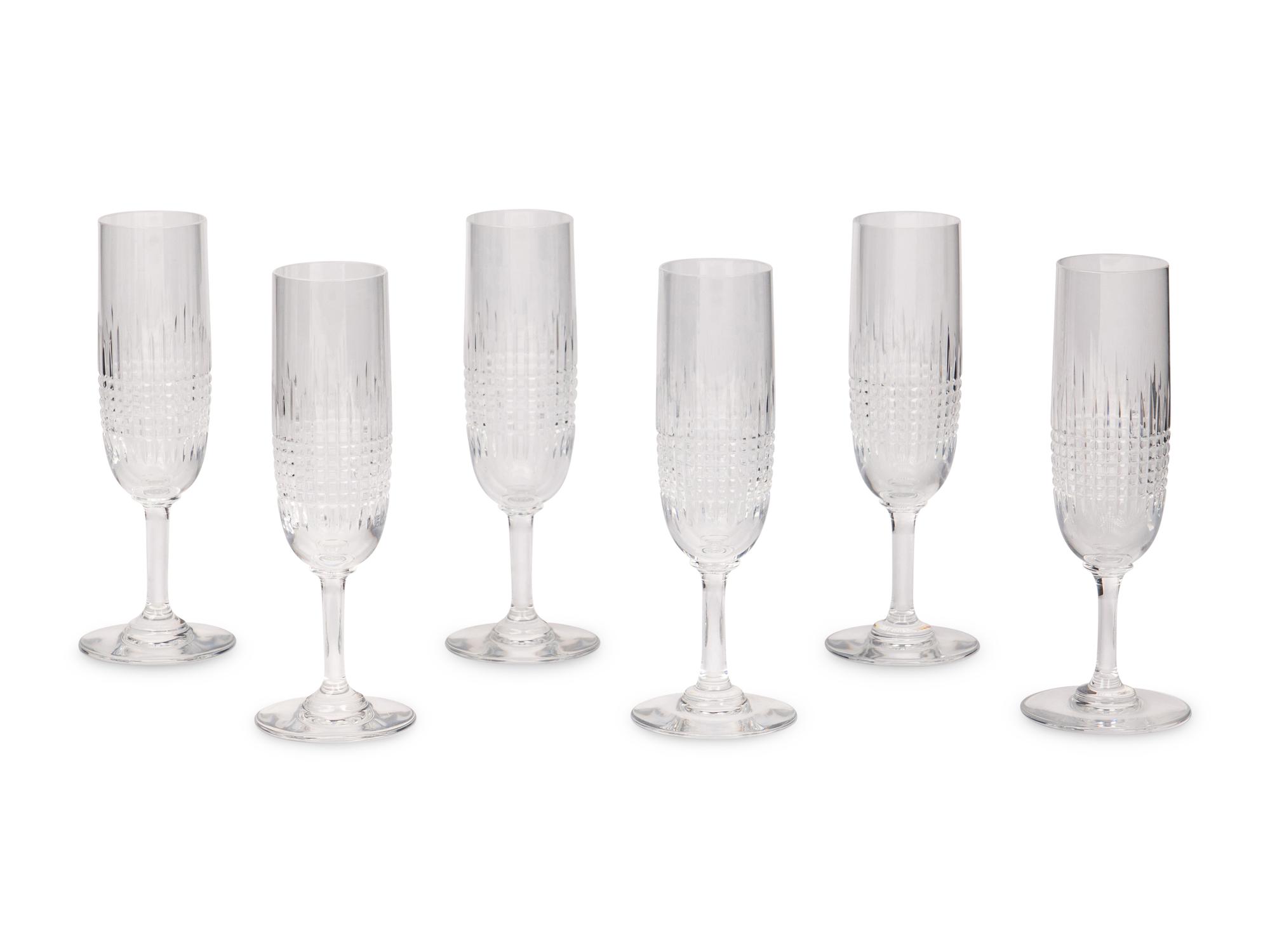 A Set of Six Baccarat Nancy Champagne Flutes