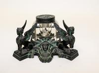 A Metal Mounted Inkstand Height 3 1/4 inches.