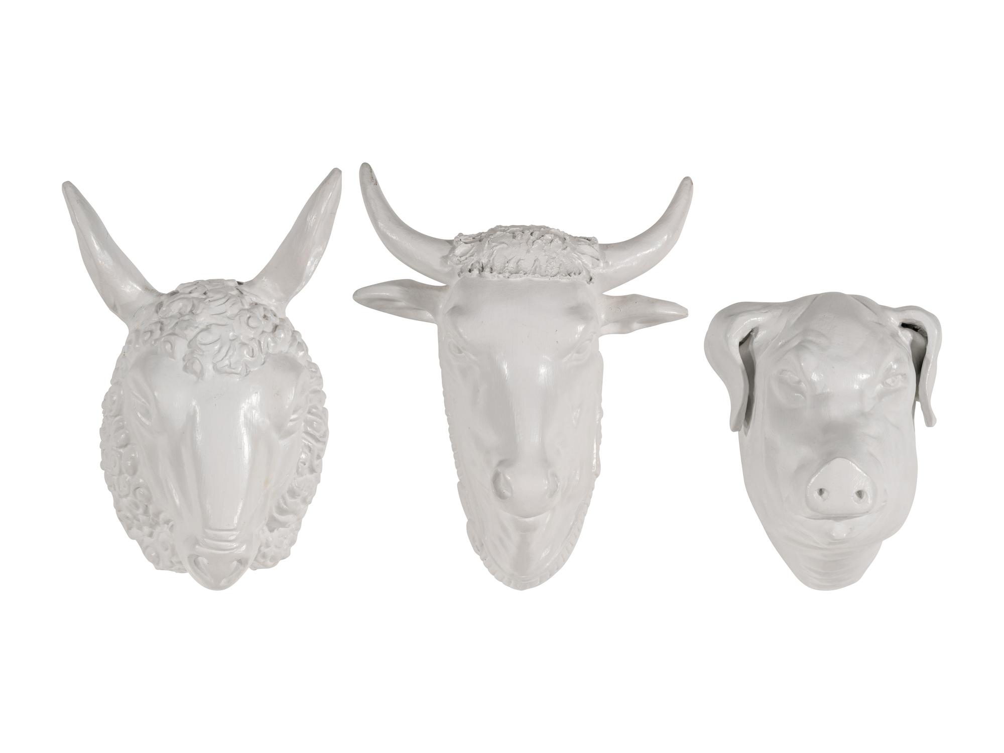 A Group of Three Ceramic Butcher's Shop Shoulder Mounts