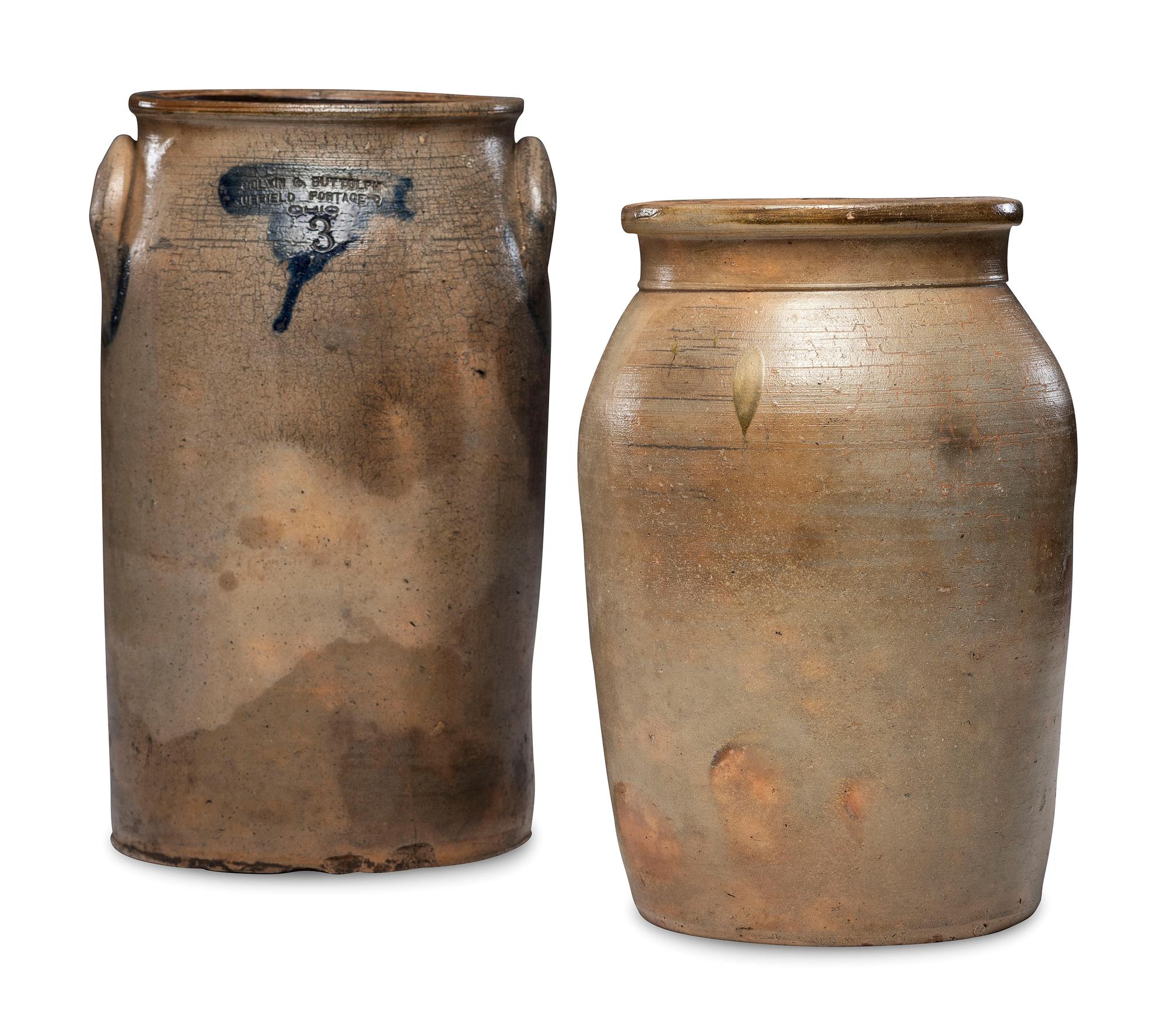 Two Rare Stoneware Crocks