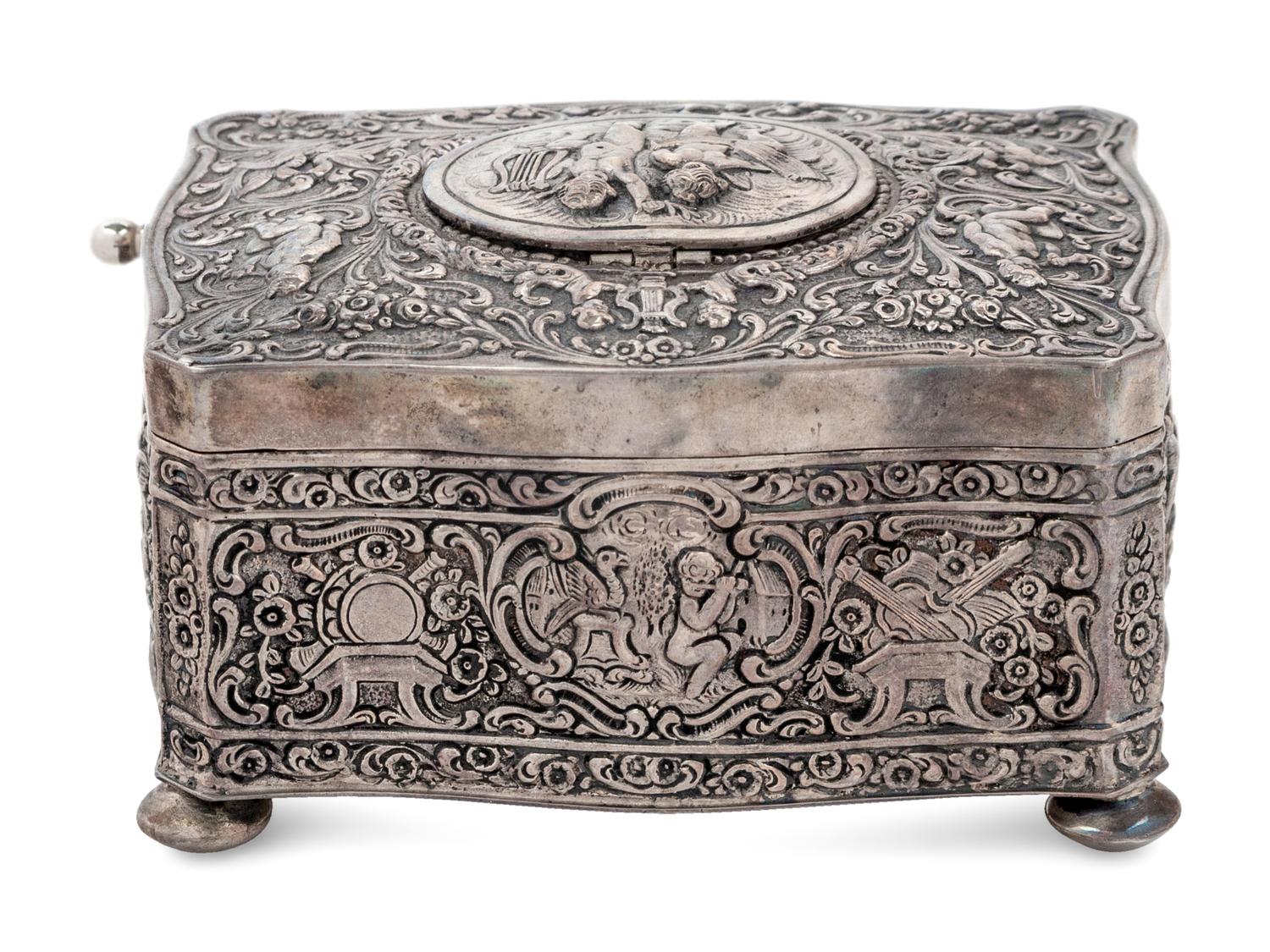 A Continental Silver Singing Bird Automaton Box