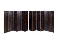 A Mother-of-Pearl Inlaid Black Lacquer Twelve-Panel Screen