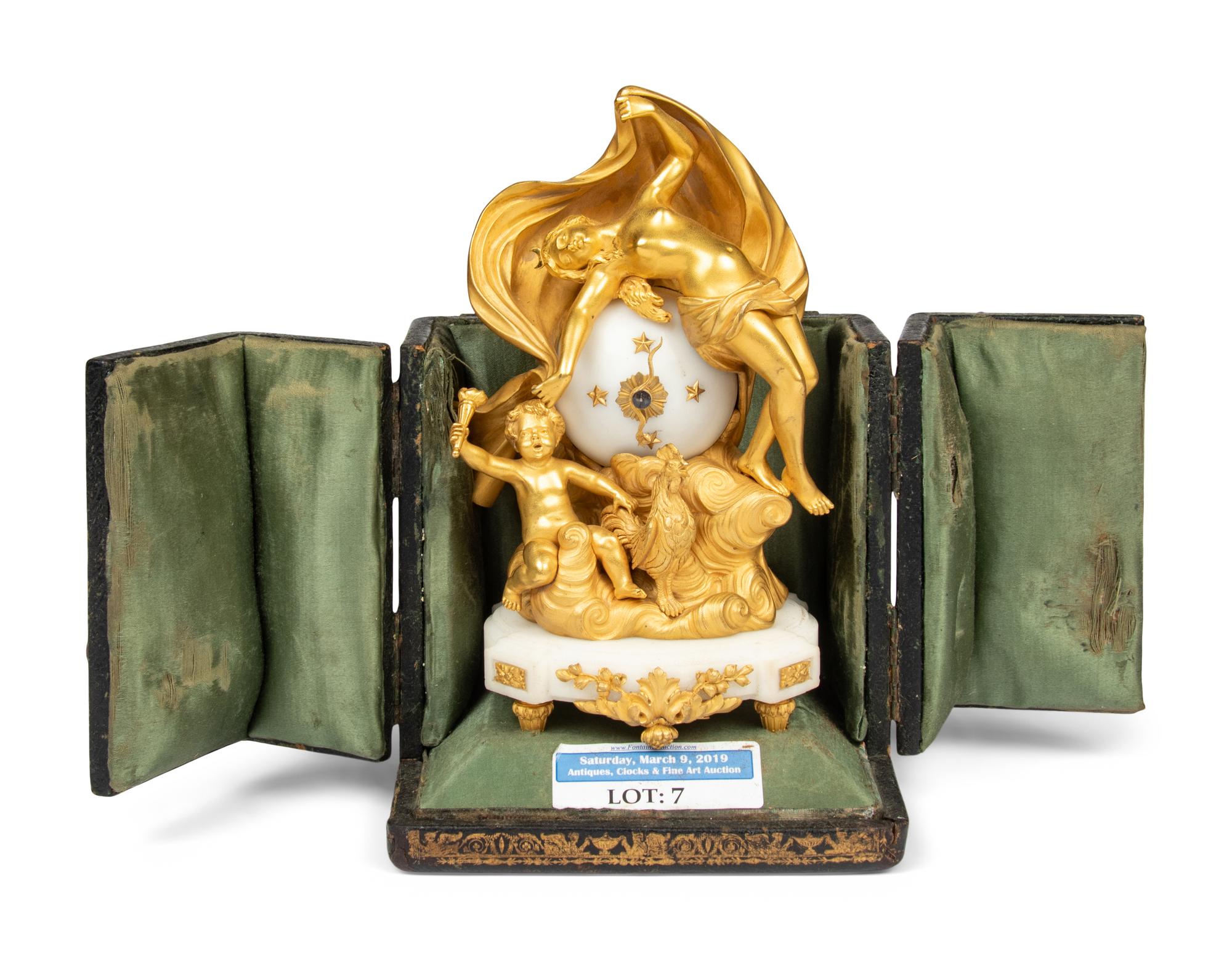 A French Ormolu and Marble Figural Clock
