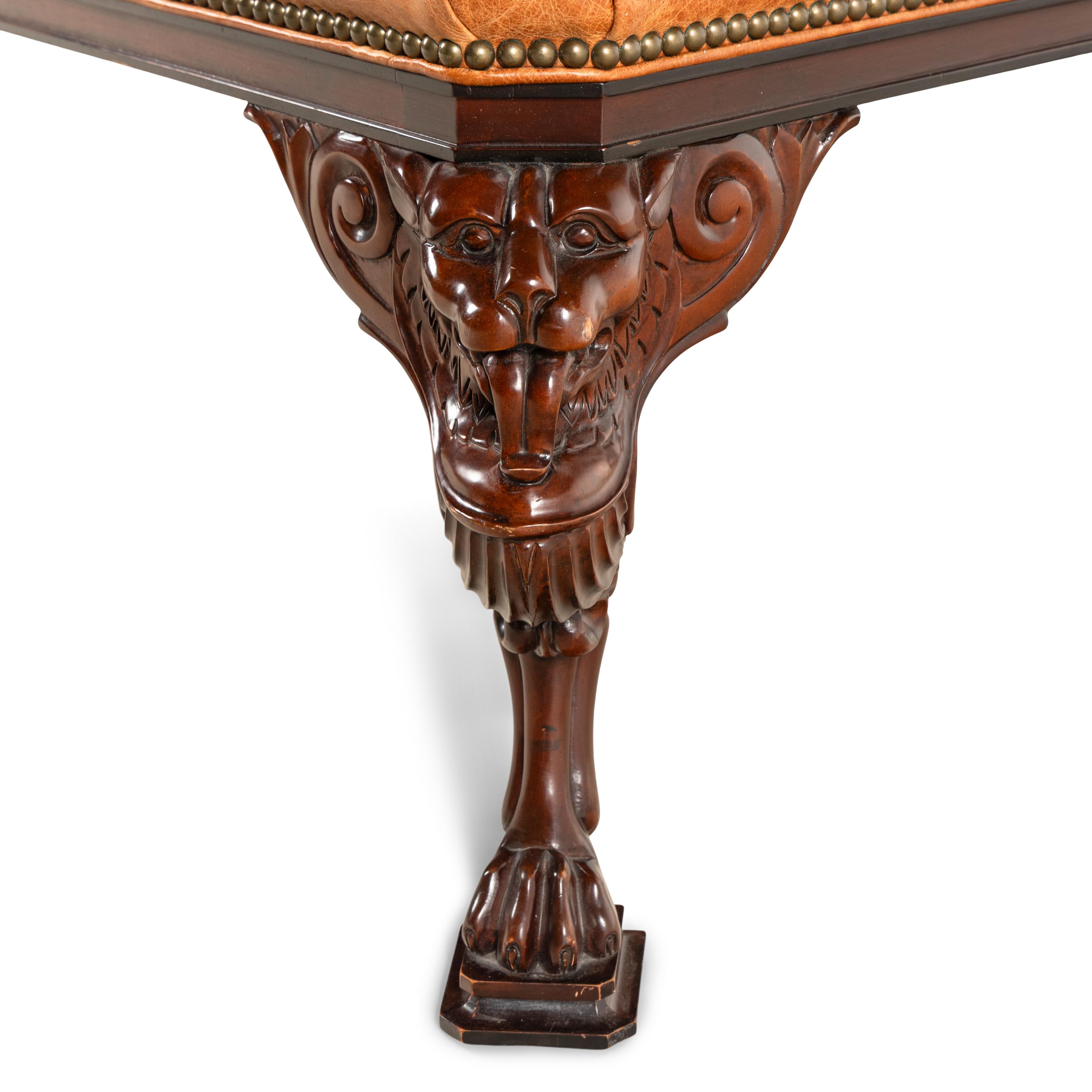 A Regency Style Leather-Upholstered Ottoman