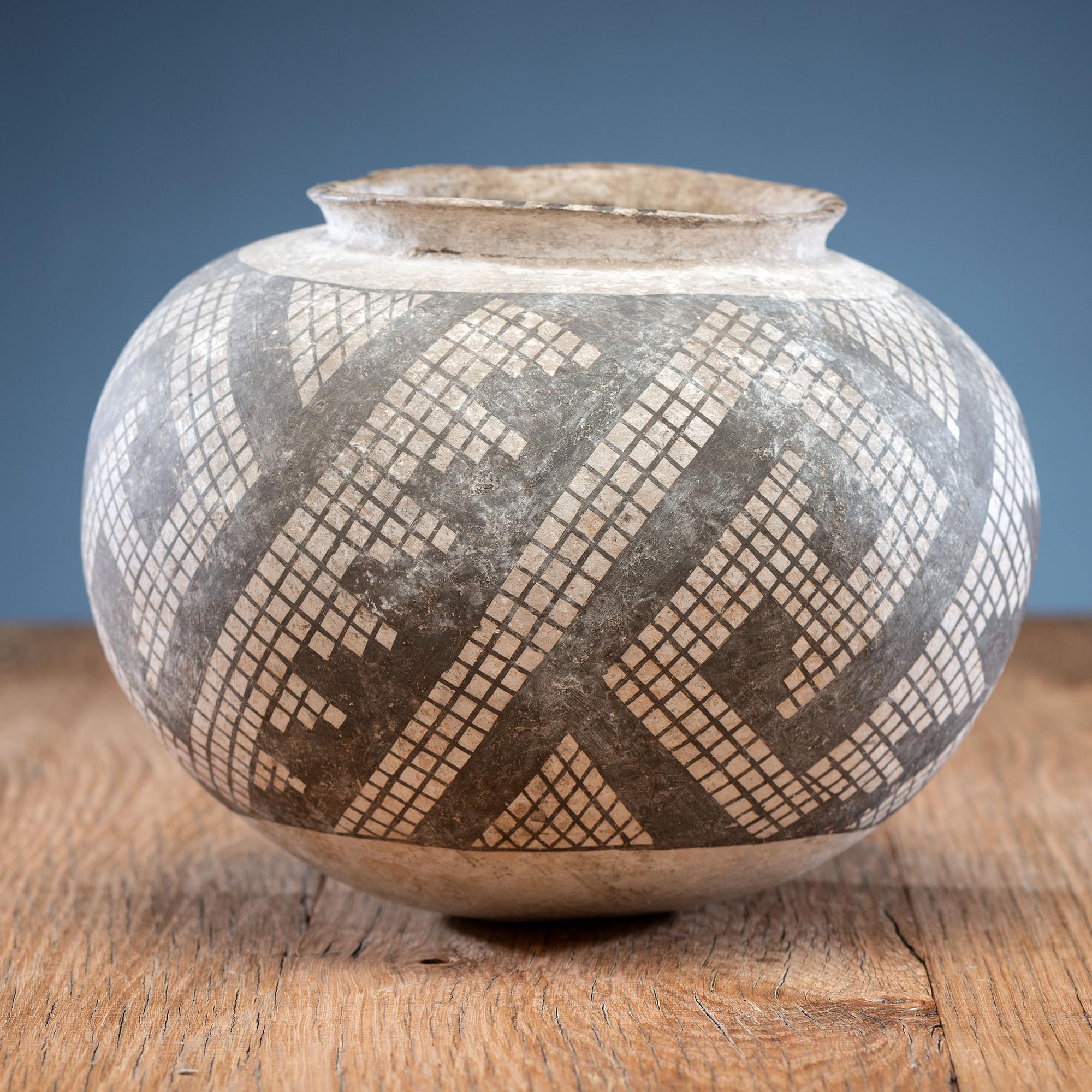 Snowflake, Black-on-White Pottery Seed Jar
