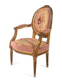 A Louis XVI Style Giltwood Parlor Suite