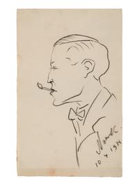 COWARD, Noel (1899-1973). Charcoal drawing of Ian Fleming. 1939.