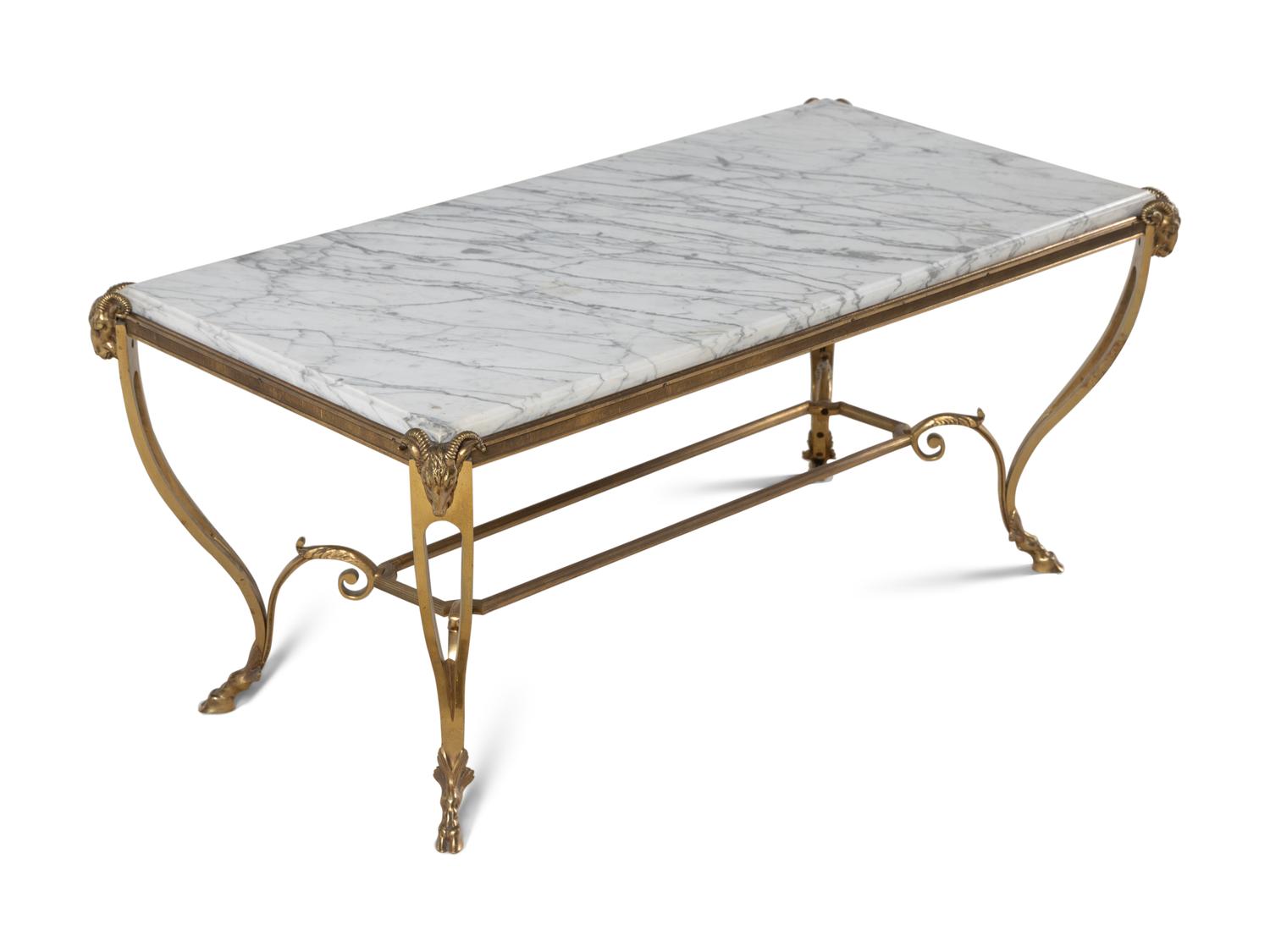 A Neoclassical Gilt Metal and Marble Low Table