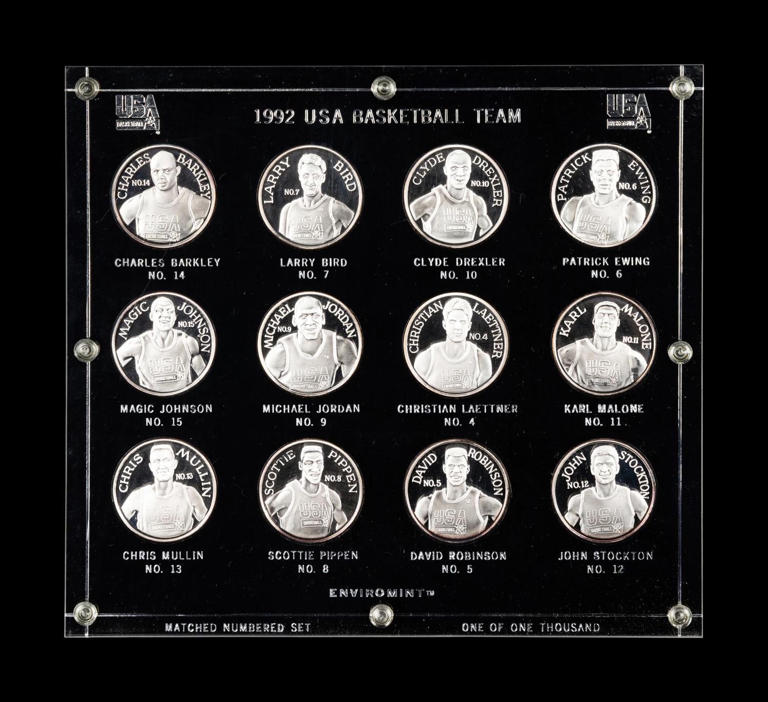 A Matched Number Set of 1992 United States Olympic Basketball Dream Team Silver Coins,