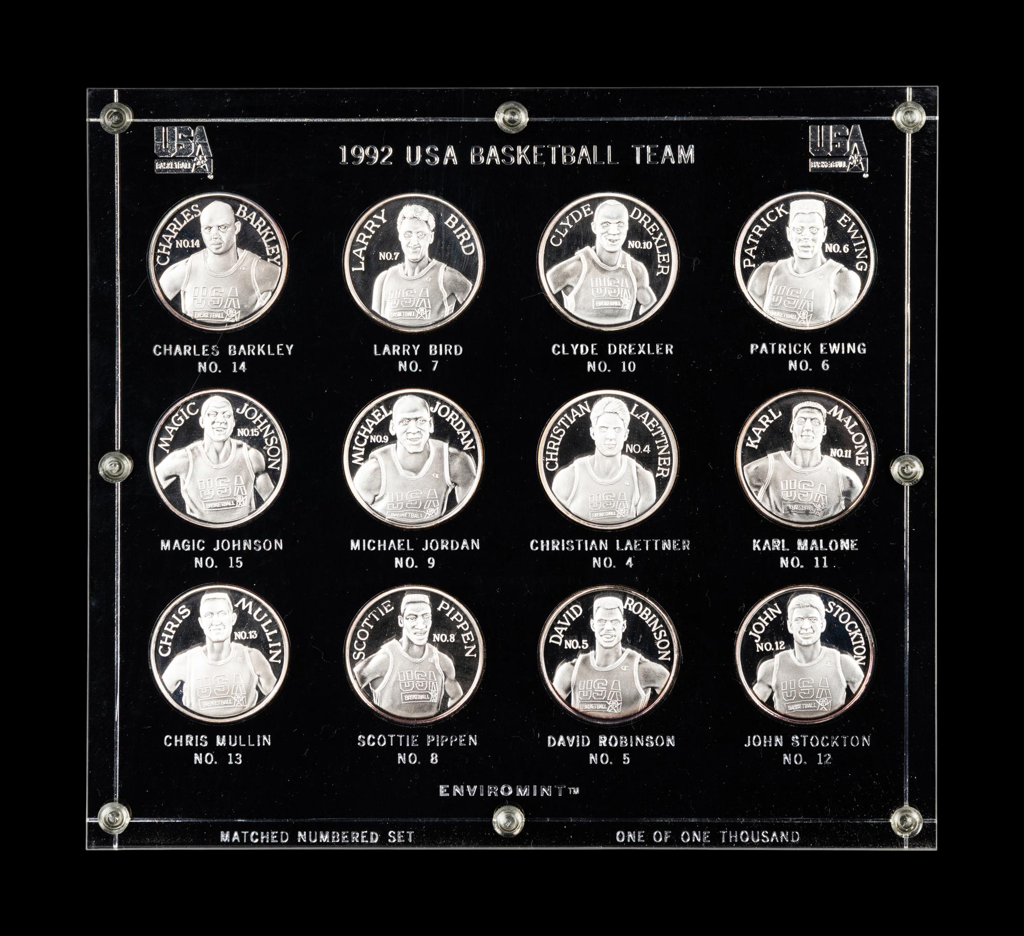 A Matched Number Set of 1992 United States Olympic Basketball Dream Team Silver Coins,