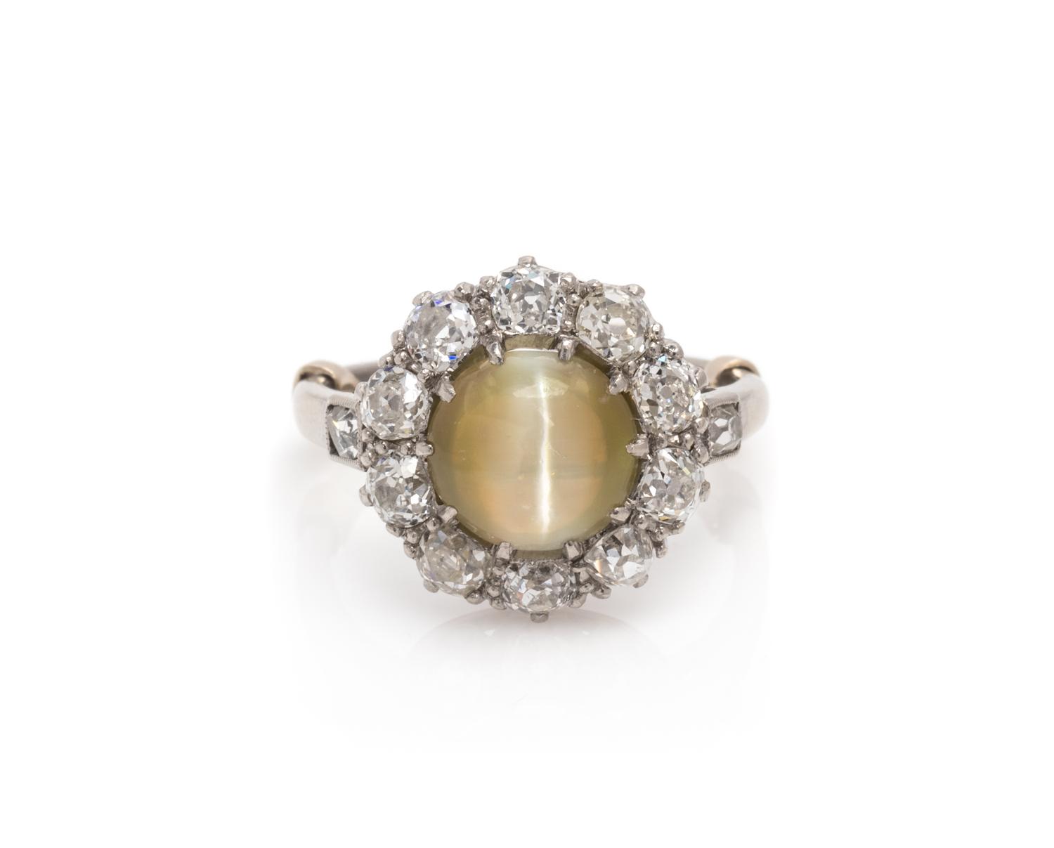 CAT'S EYE CHRYSOBERYL AND DIAMOND RING