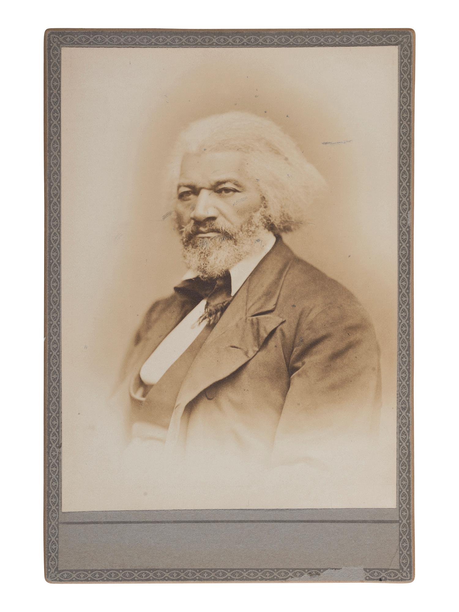 [DOUGLASS, Frederick (1818-1895)]. [WARREN, George Kendall (1824-1884), attrib.] Silver gelatin cabinet card of Frederick Douglass. [Boston, MA], [ca 1879].