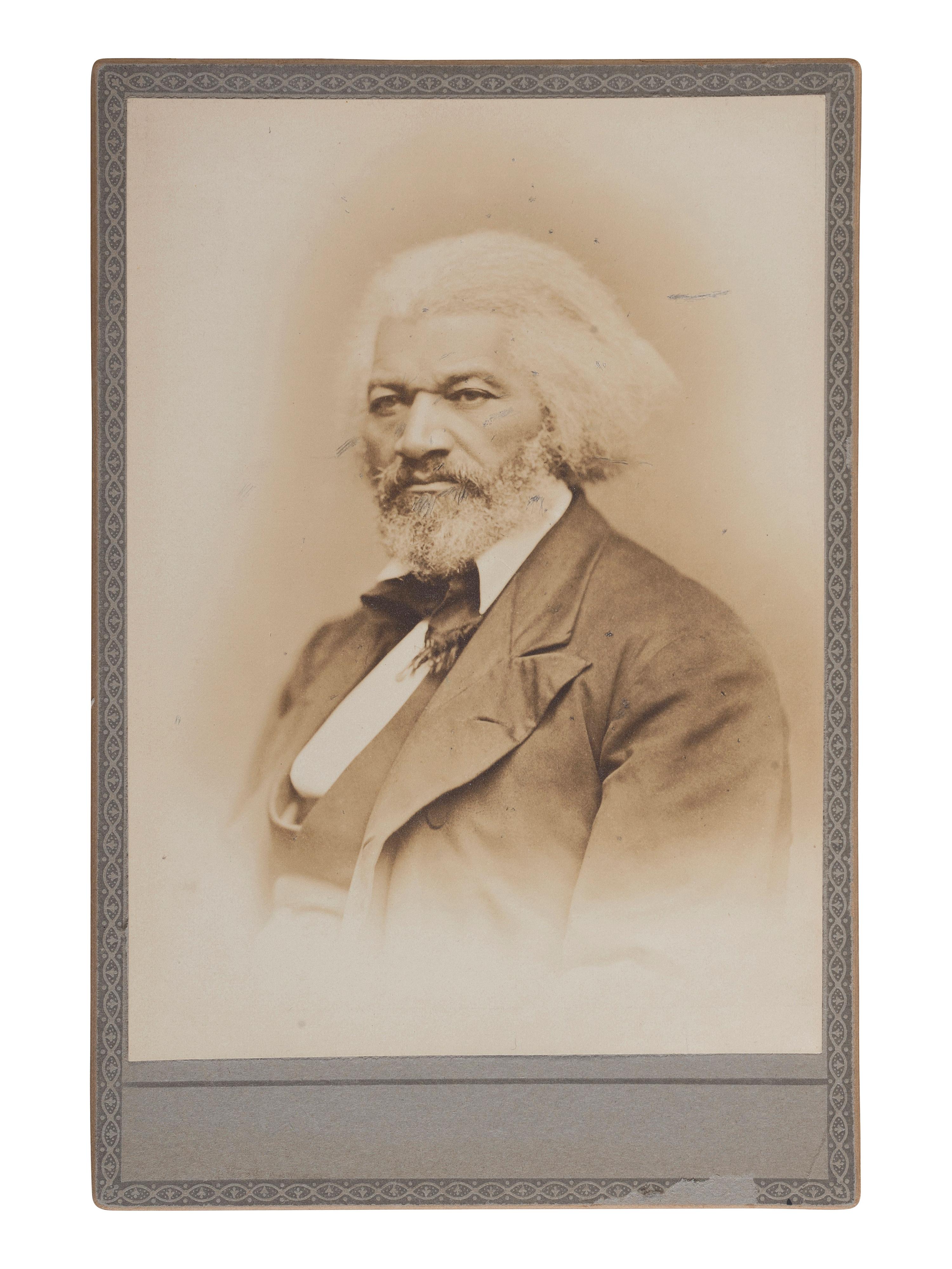 [DOUGLASS, Frederick (1818-1895)]. [WARREN, George Kendall (1824-1884), attrib.] Silver gelatin cabinet card of Frederick Douglass. [Boston, MA], [ca 1879].