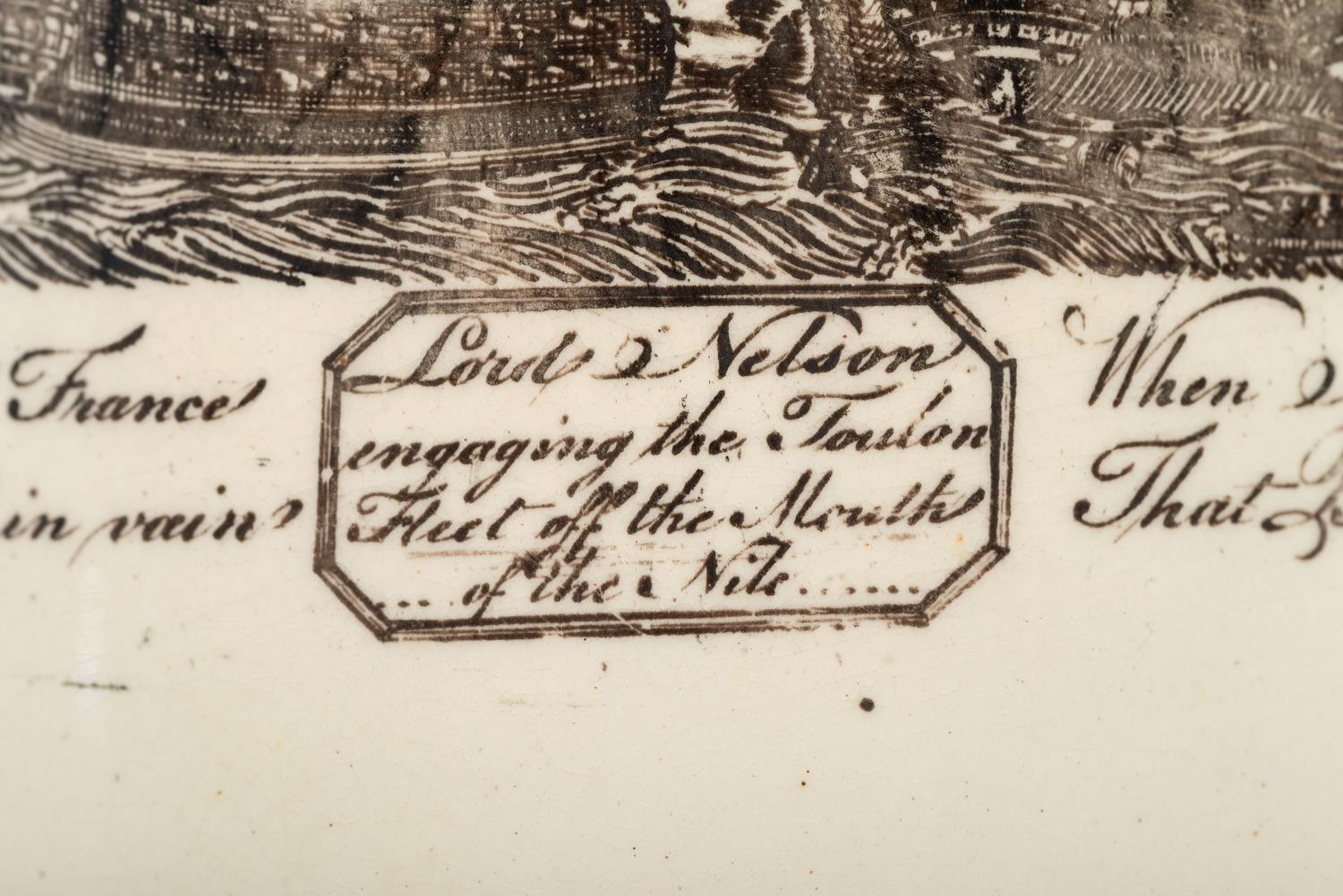 A Creamware Transfer-Printed Tankard with Naval Battle Scene