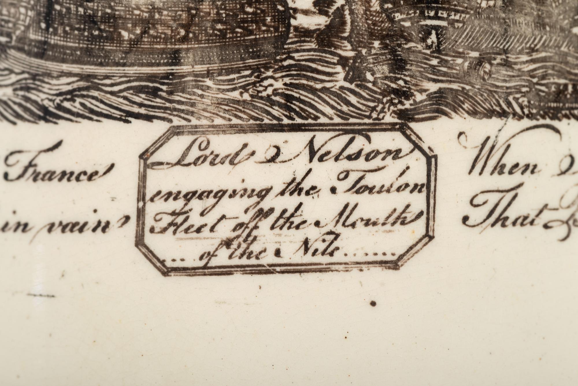 A Creamware Transfer-Printed Tankard with Naval Battle Scene