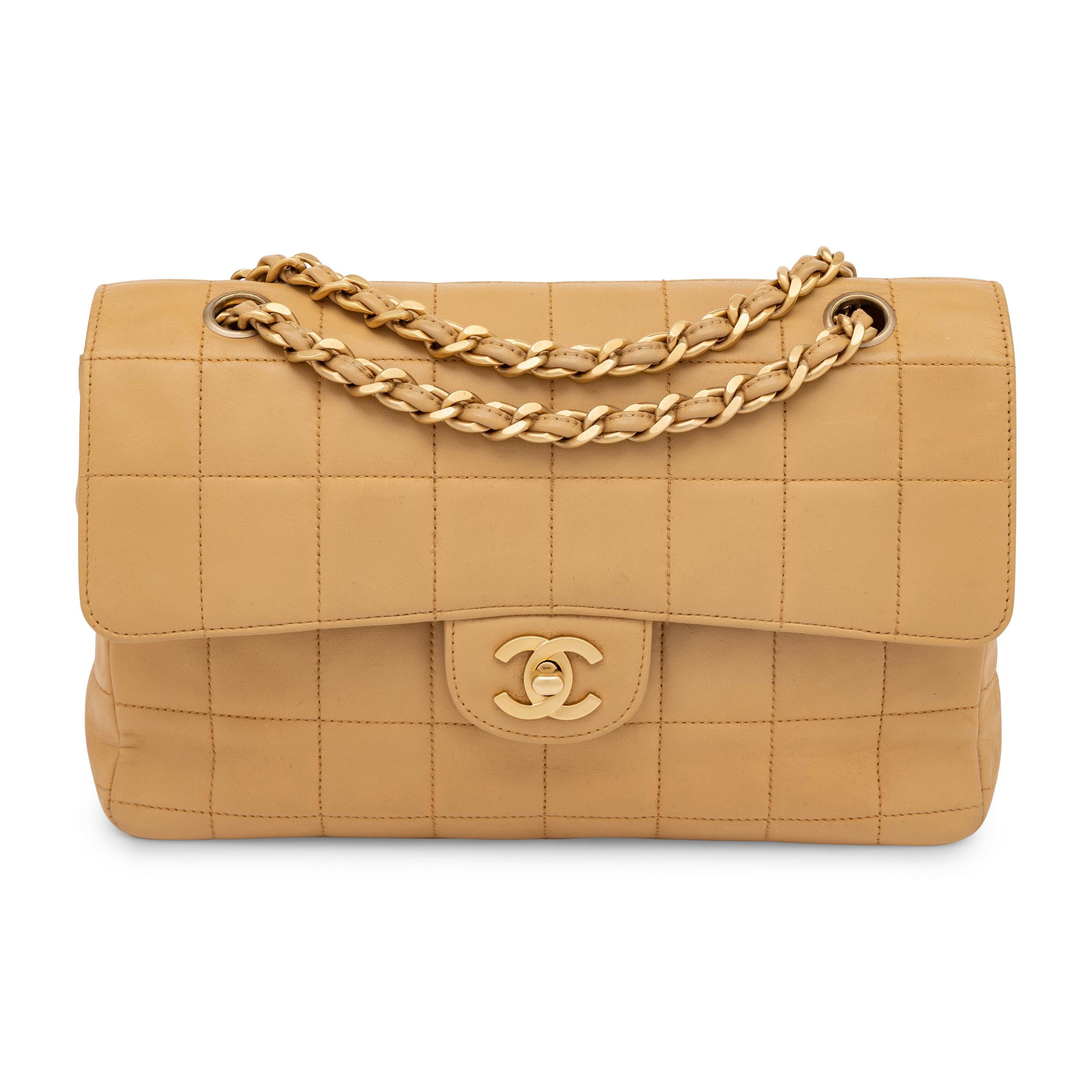 Chanel, Chocolate Bar Flap Bag in Tan Leather