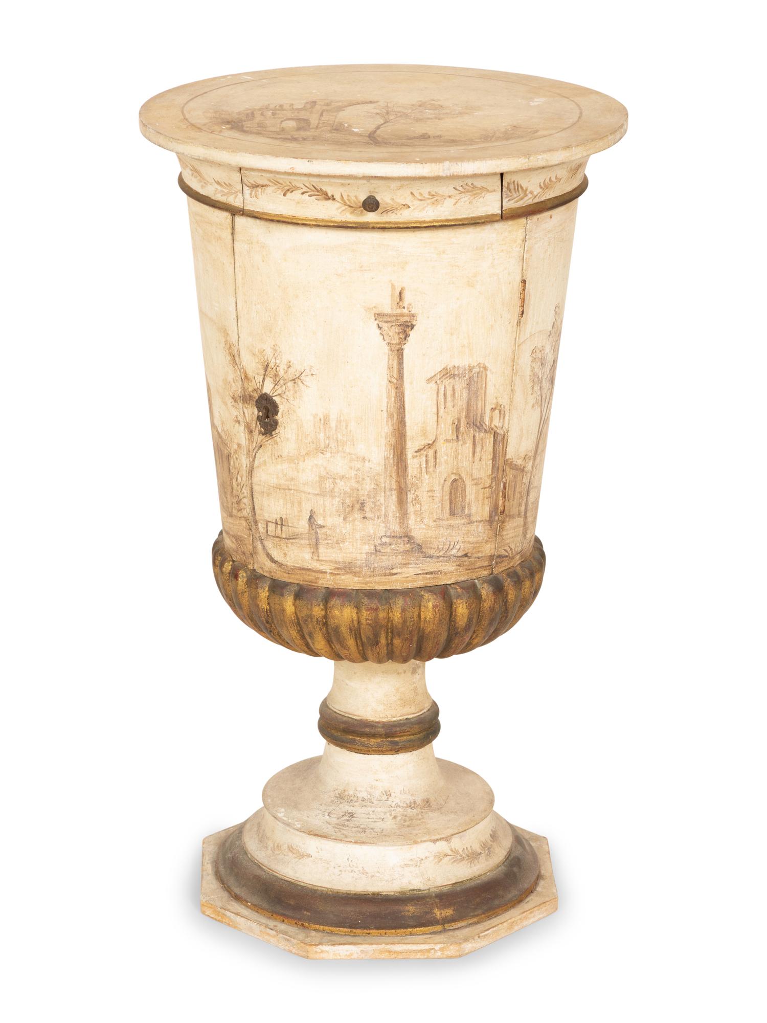An Italian Neoclassical Painted Pedestal Cabinet
