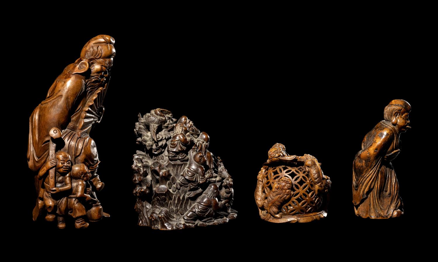 Four Chinese Bamboo Carvings