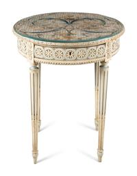A French Table with an Embroidered Top