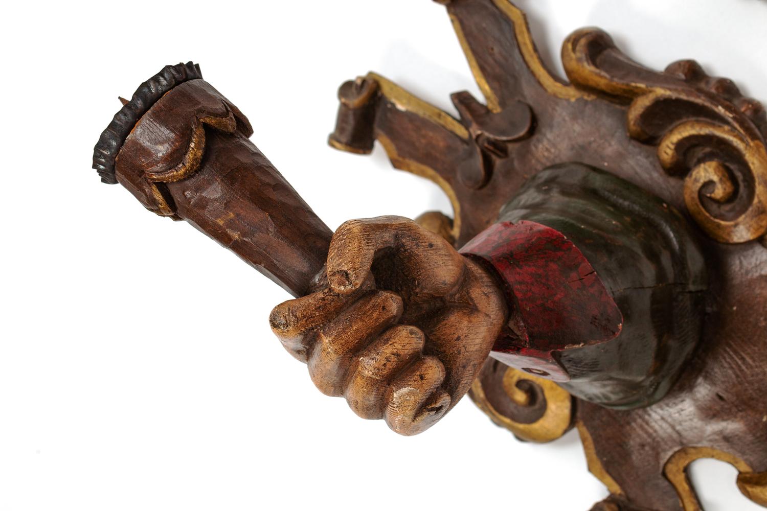 A Pair of Spanish Polychromed Hand-Form Sconces — 20TH/21ST CENTURY