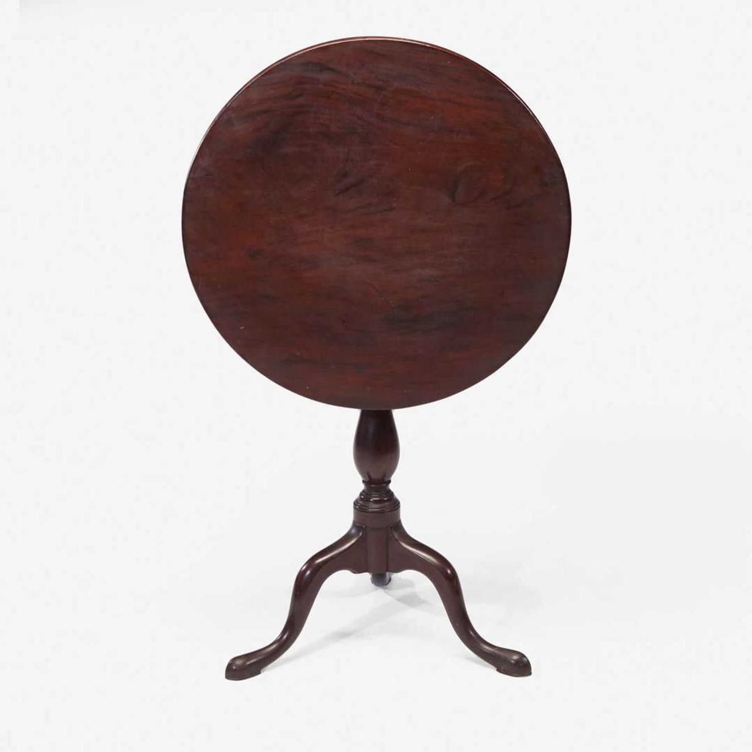 A Queen Anne carved mahogany tilt-top candlestand Labeled by Thomas Burling (active, 1769-1797), New York, NY, circa 1770