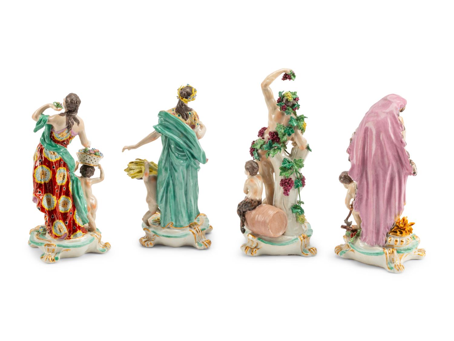 A Set of Four Continental Porcelain Figural Groups Allegorical of the Seasons